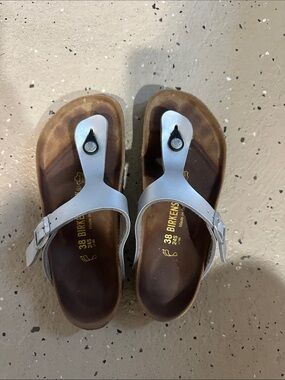 Birkenstock Gizeh Thong Sandals in Silver and Brown - Women